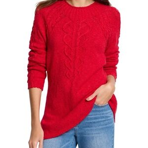 Red NIC+ZOE Femme Cable Sweater SZ XL